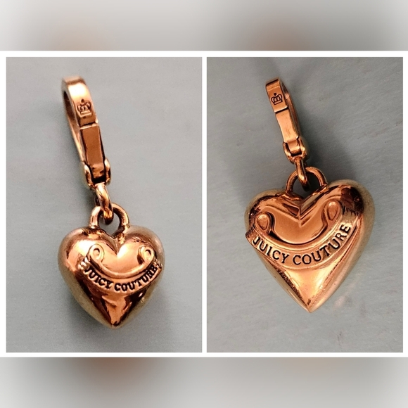 Juicy Couture Large Big Gold 3D Solid Puffy Banner Heart Charm Love 4 Bracelet - Picture 9 of 9